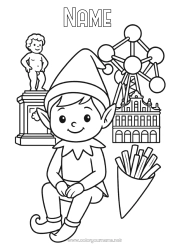 Free coloring Christmas elves Elves coloring pages Belgium Christmas Elf Trip For a single Christmas elf Traveling Christmas Elves