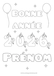 Dessin gratuit Licorne Bonne année Dragons, licornes et animaux fantastiques 2026