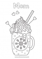 Child coloring page Winter Food Mug Snowflakes Coffee Drinks Treats