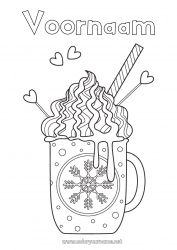 Gratis tekening Winter Voedsel Mok Sneeuwvlokken Koffie Drankje Lekkernijen, zoetigheden