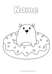 Free drawing Bear Kawaii Donuts Easy coloring pages Forest animals