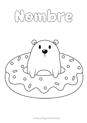 Colorear para personalizar Llevar Kawaii Donuts Dibujos fáciles para colorear Animales del bosque