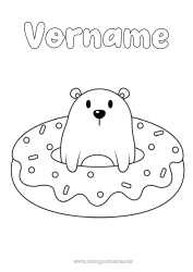 Kostenlose Zeichnung Bär Kawaii Donuts Einfache Ausmalbilder Waldtiere