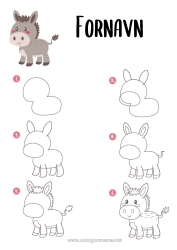 Fargeleggingssiden å tilpasse Barnaktiviteter Dyr Gårdsdyr Esel Lære å tegne