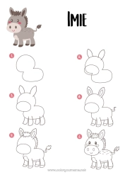 Kolorowanka do personalizacji Aktywności dla dzieci Zwierzę Zwierzęta gospodarskie Osioł Nauka rysowania