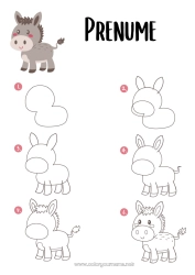 Pagină de colorat personalizată Activități pentru copii Animal Animale de fermă Măgar Învățarea desenului