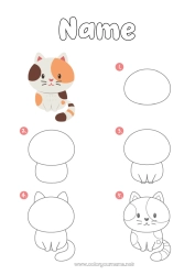 Coloring to customize Cat Kawaii Children's activities Animal Dog and cat Learn to draw