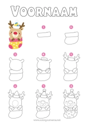 Kleurplaat aanpassen Rendier Kawaii Activiteiten voor Kinderen Sok Bosdieren Kerstsok Leren tekenen