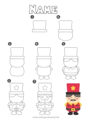 Coloring to customize Christmas Children's activities Games and toys Nutcracker Learn to draw