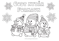 Farvelægningssiden tilpasning Snemand Godt nytår Fyrværkeri Besked