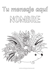 Dibujo libre Erizo Otoño Hojas Zentangle Animales del bosque