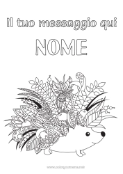 Disegno gratuito Riccio Autunno Animale Foglie Zentangle Animali della foresta