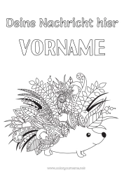 Kostenlose Malvorlage Igel Herbst Blätter Zentangle Waldtiere
