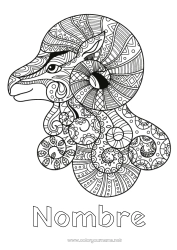 Colorear para personalizar Animales Zentangle Signo astrológico Animales de granja Signos del zodiaco Aries