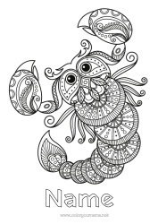 Coloring to customize Animal Zentangle Astrological sign Wild animals of Africa Scorpion Zodiac signs