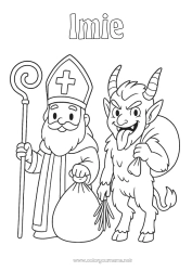 Kolorowanka do personalizacji Krampus Święty Mikołaj