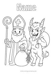 Coloring to customize Krampus Saint Nicholas