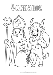 Malvorlage anpassen Krampus Sankt Nikolaus