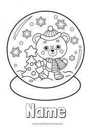 Free coloring Snow Winter Snowflakes Teddy Bear Forest animals