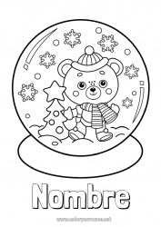 Dibujo libre Nieve Invierno Copos de nieve Osito Animales del bosque