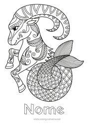 Disegno gratuito Animale Zentangle Segno zodiacale Segni zodiacali