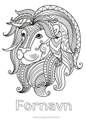 Gratis fargelegging Løve Dyr Zentangle Stjernetegn Afrikanske villdyr Stjernetegn