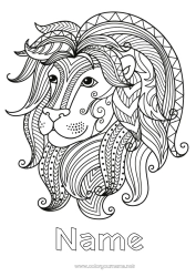 Coloring to customize Lion Animal Zentangle Astrological sign Wild animals of Africa Zodiac signs