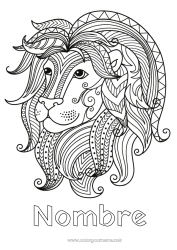 Colorear para personalizar León Animales Zentangle Signo astrológico Animales salvajes de África Signos del zodiaco