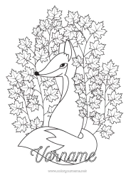 Kostenlose Malvorlage Herbst Fuchs Tier Blätter Waldtiere Tote Blätter