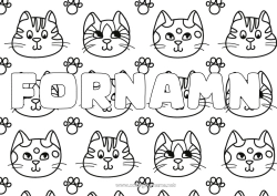 Färgläggningssida att anpassa Katt Söt Djur Hundar och katter Dekorativ bakgrund