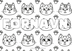 Farvelægningssiden tilpasning Kat Kawaii Dyr Hunde og katte Dekorativ baggrund