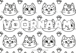 Kleurplaat aanpassen Kat Kawaii Dier Honden en katten Decoratieve achtergrond