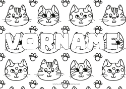 Kostenlose Malvorlage Katze Kawaii Tier Hunde und Katzen Dekorativer Hintergrund
