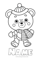 Free colouring Cute Winter Animal Teddy bear Forest animals