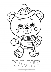 Free coloring Cute Winter Animal Teddy Bear Forest animals