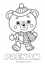 Coloriage gratuit Mignon Hiver Animal Ourson Animaux de la forêt