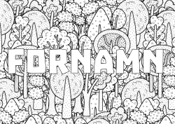 Färgläggningssida att anpassa Träd Skog Dekorativ bakgrund