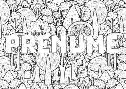 Pagină de colorat personalizată Copac Pădure Fundal decorativ