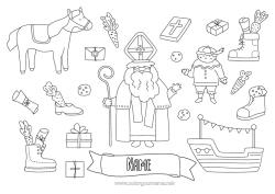 Coloring to customize Gifts Horse Symbols Farm animals Saint Nicholas
