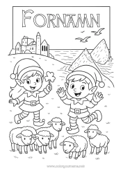 Färgläggningssida att anpassa Julnissar Tomtefärgläggningar Irland Julälvens resa Flera busiga tomtenissar Färgläggning av busiga resande tomtar