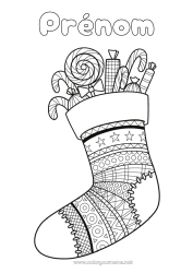 Dessin gratuit Bonbons Sucre d'orge Gourmandises, sucreries Sucette Chaussette de Noël
