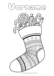 Malvorlage anpassen Bonbons Pfefferminz Leckereien, Süßigkeiten Lutscher Weihnachtssocke