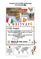 Farvelægningssiden tilpasning Italien Julefejls Rejse Postkort Postkort Fra Flere Nisser