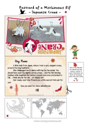 Coloring to customize Christmas elves Elves coloring pages Japan Christmas Elf Trip Postcard Postcard of a SINGLE elf For a single Christmas elf Traveling Christmas Elves