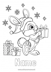 Free coloring Cute Winter Gifts Bunny Snowflakes Animal Forest animals