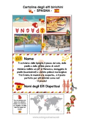 Colorare per personalizzare Elfo di Natale Pagine da colorare degli elfi Spagna Viaggio dell'elfo di Natale Cartolina Cartolina di vari elfi Diversi elfi birichini