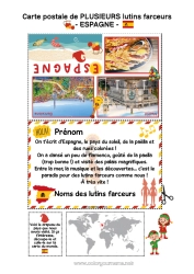 Coloriage à personnaliser Lutins de Noël Coloriages lutins Espagne Voyage de lutin farceur Carte postale Carte postale de PLUSIEURS lutins Plusieurs lutins farceurs