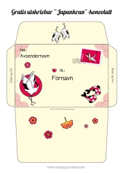 Fargeleggingssiden å tilpasse Japan Konvolutt Utskriftsvennlig konvolutt Julealvens reise Konvolutt for nissepost