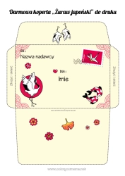 Kolorowanka do personalizacji Japon Koperta Koperta do druku Podróż Świątecznego Elfa Koperta na list od Świętego Mikołaja