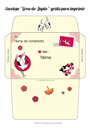 Desenho para personalizar Japão Envelope Envelope para imprimir Viagem do Elfo de Natal Envelope para correspondência do duende de Natal